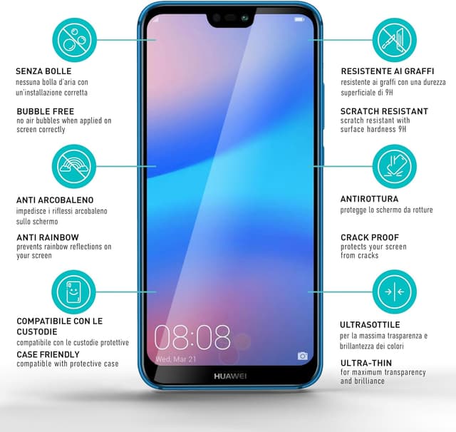 Detalle 2 de smartect Vetro Temperato per Huawei P20 Lite (2 pezzi, Full Screen) 9H anti-graffio e anti-bolle