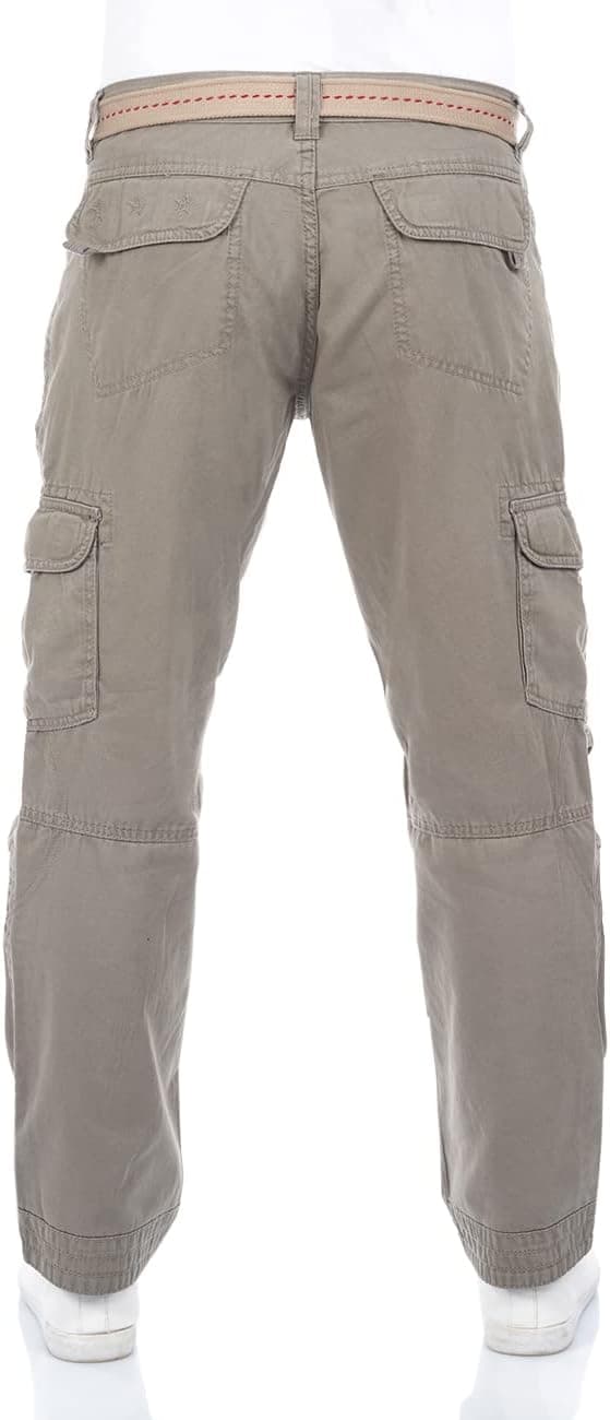 Detalle de Timezone Cargohose Herren BenitoTZ Loose Fit mit Gürtel – Beige/Grau/Khaki (Wäsche 30 °C, Größen 29–40)