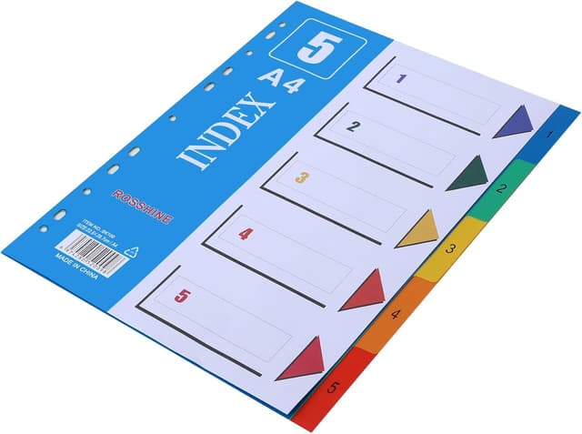 Detalle de ROSSHINE 1–5 Part A4 File Dividers (16-Pack) – Plastic Index Dividers for Ring & Lever Arch Folders