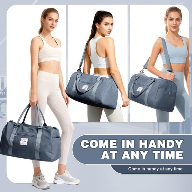 Thumbnail 6 de WEPLAN waterproof sports gym bag with shoe compartment for travel (gray blue)