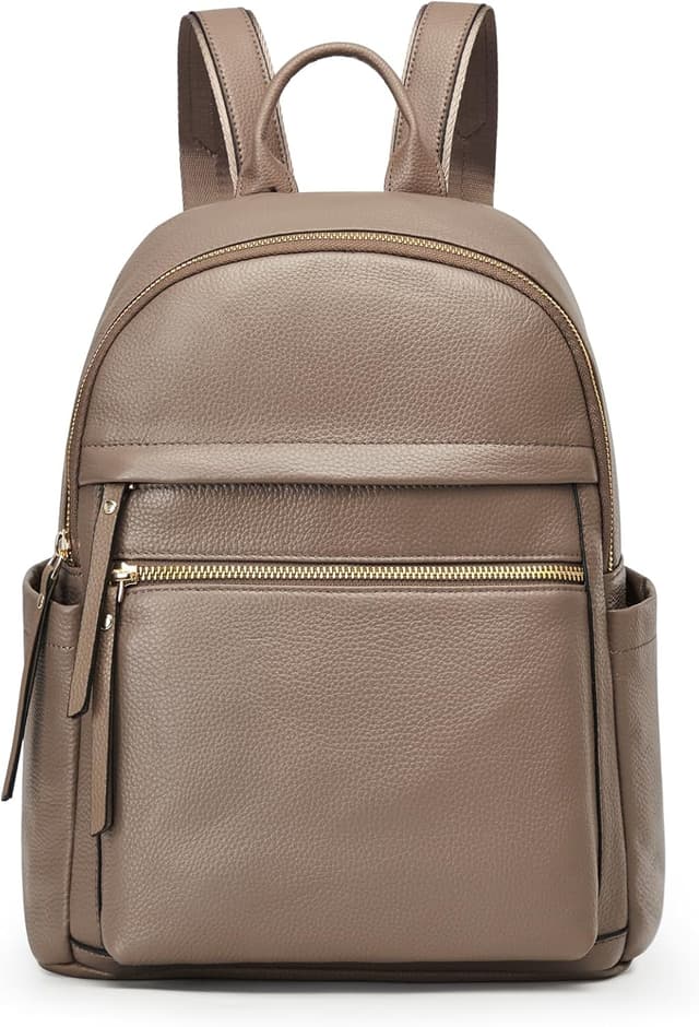 Detalle de Kattee Echtleder Rucksack für Damen – multifunktionaler Tagesrucksack mit Notebook-Fach