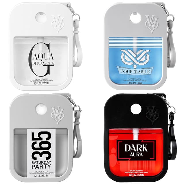 Detalle de Parfüm Herren 4er-Pack (35 ml) Geschenkset – Eau de Toilette mit Bergamotte & Vanille (Reisegröße)