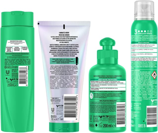 Detalle de Sunsilk Kit Ricci da Sogno: shampoo 250 ml, maschera 1 minuto 180 ml, crema districante 200 ml e mousse ricci 200 ml