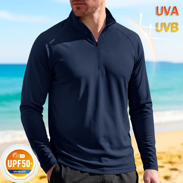 Detalle 2 de MAGCOMSEN Men’s Long Sleeve UPF 50+ Sun Shirt 1/4 Zip Rash Guard