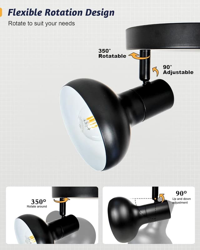 Detalle 2 de HiBay 3 Way Spotlights E14, 350° black