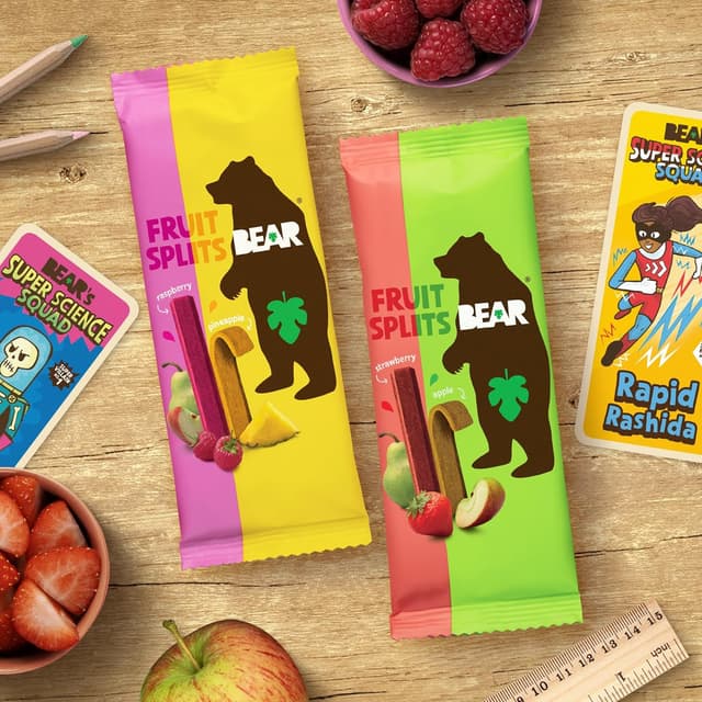 Detalle de BEAR Fruit Splits Mixbox – Fruchtsnacks ohne Zuckerzusatz in Beuteln, 20 x 20 g