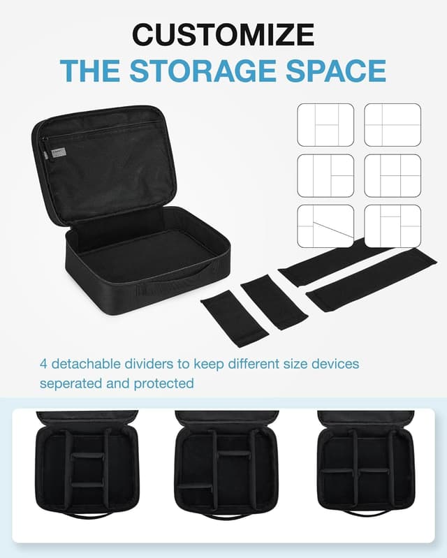 Detalle de bagsmart Extra Large Double Layer Portable Travel Cable Organiser Bag (Black, lightweight)