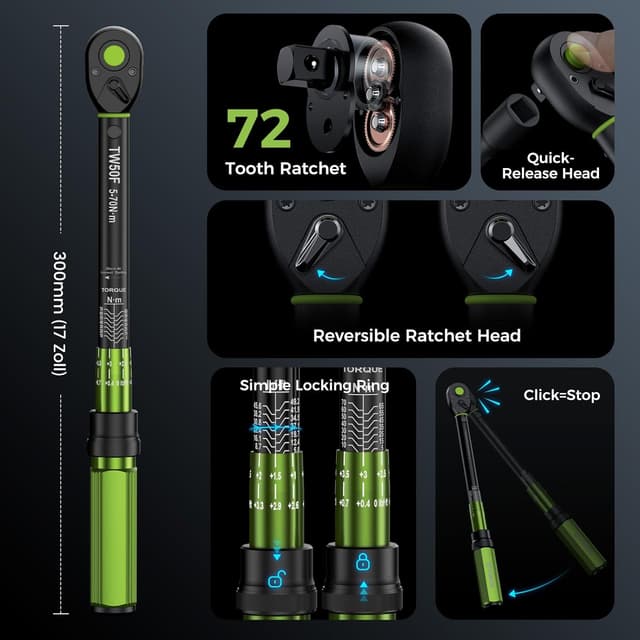 Detalle de ETOOLAB 3/8" Drehmomentschlüssel 5–70 N·m (±3%) mit 72 Zähnen