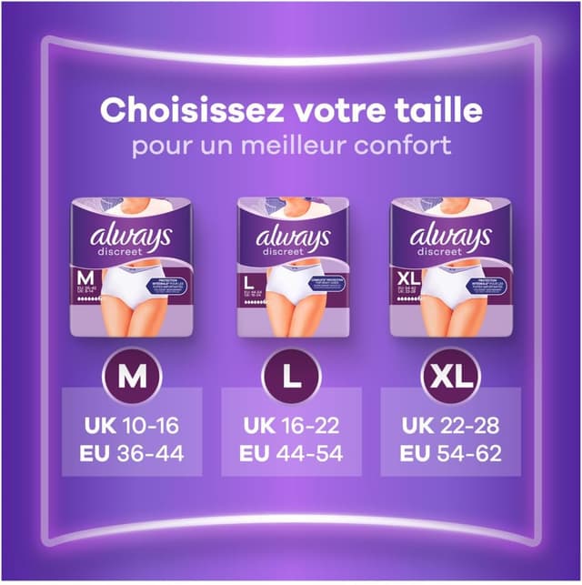 Thumbnail 6 de Always Discreet 21 Culottes incontinence XL 🩲
