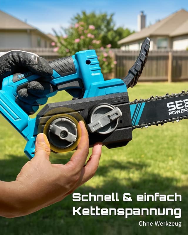Detalle 2 de SEESII Akku Kettensäge 12 Zoll mit 1200 W