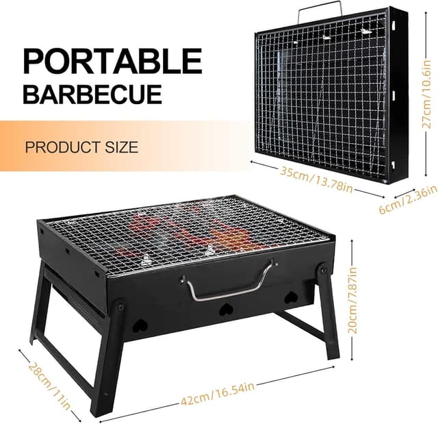 Detalle 2 de BBQ Barbecue Grill Portable Charcoal Grill ⛔