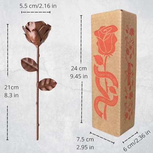 Detalle de Forging Art Bcn Rosa Eterna de hierro forjado a mano (6º aniversario “Bodas de Hierro”, color marrón)