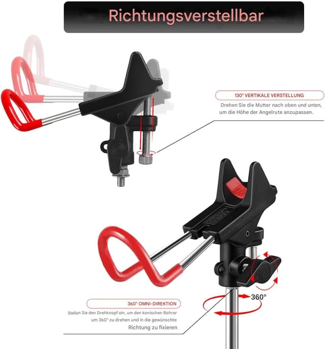 Detalle de Leeko Rutenhalter Edelstahl, 2er-Set für Angeln