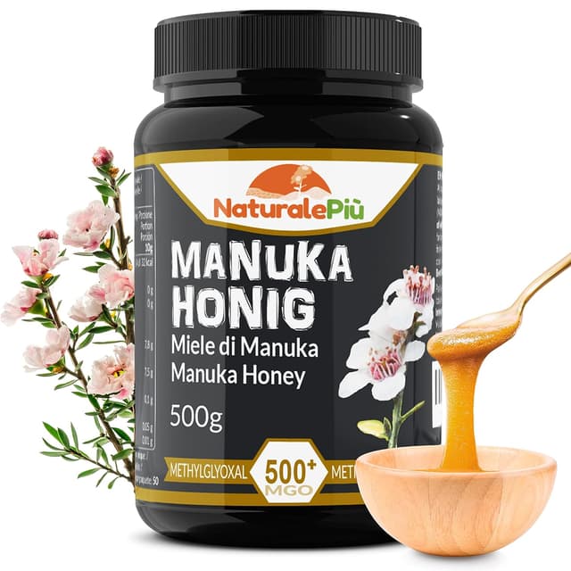 Detalle de NaturalePiù Manuka-Honig 500+ MGO (500 g) – roher Manuka-Honig aus Neuseeland