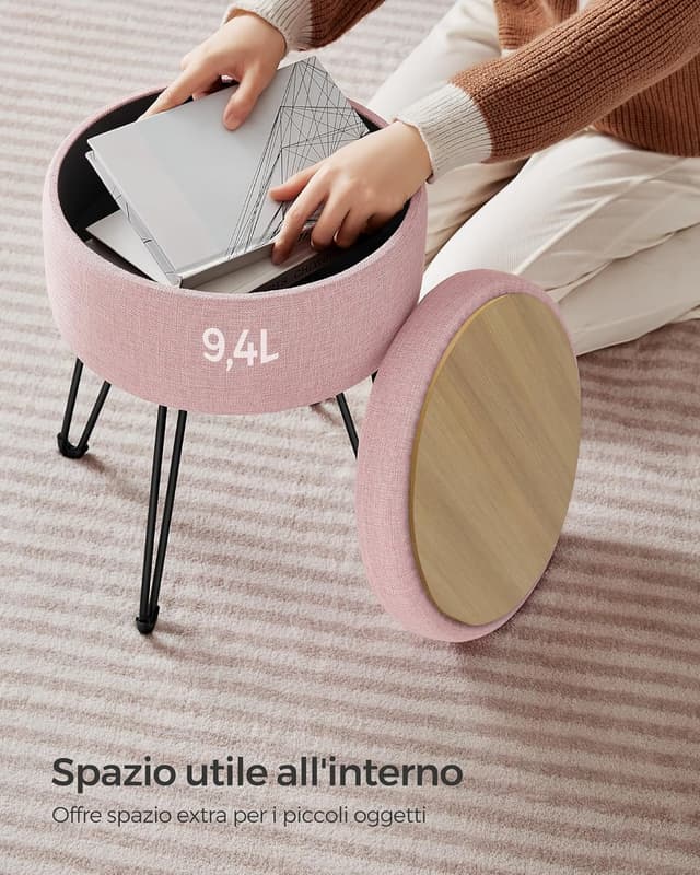 Thumbnail 5 de SONGMICS LOM002R01 pouf contenitore 9,4 L rosa