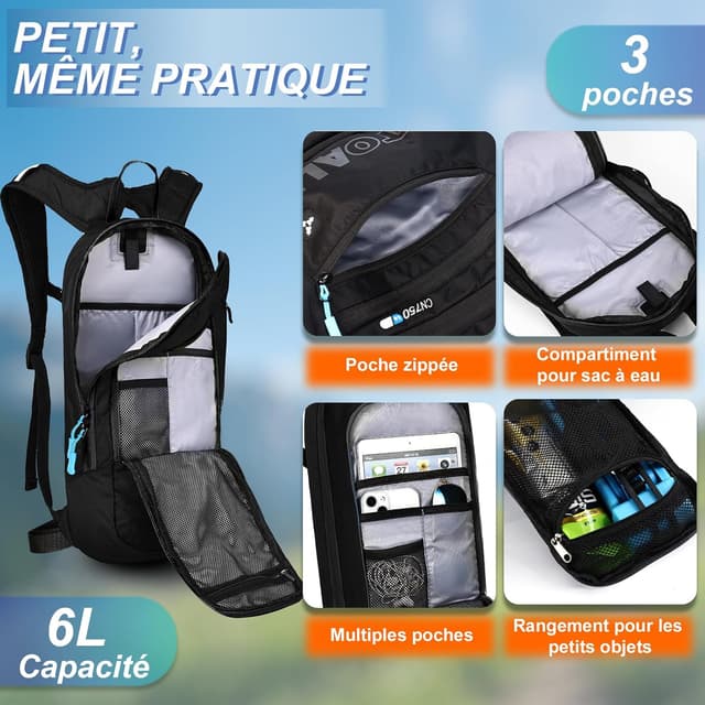 Detalle de LOCAL LION Sac à Dos Vélo 6L avec compartiments réfléchissants (22 x 8 x 45 cm, 420 g)