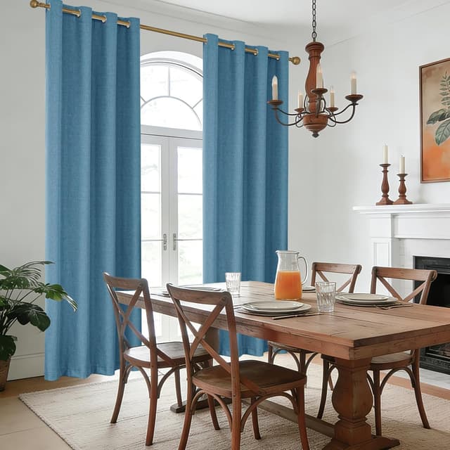 Thumbnail 6 de Ystyle rideaux occultants 100% Blackout (lot de 2) 140x175 cm effet lin, anti froid, anti chaleur, anti bruit et anti UV – bleu lac