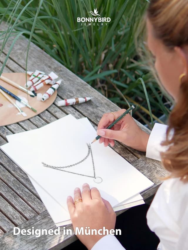 Detalle de BONNYBIRD BonnyBoho wasserfeste Boho-Halskette aus Edelstahl (silber, gold & roségold) – nickelfrei und hautverträglich
