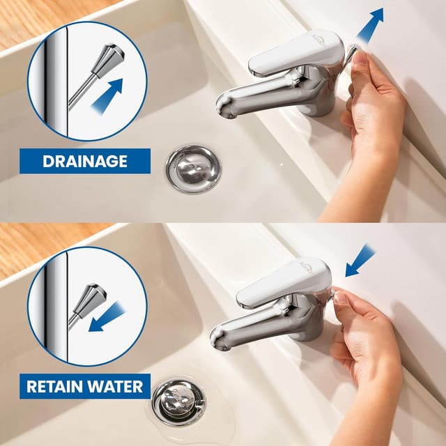 Detalle de Rubinetto bagno lavabo AuraLum miscelatore monocomando in ottone cromato con scarico a saltarello