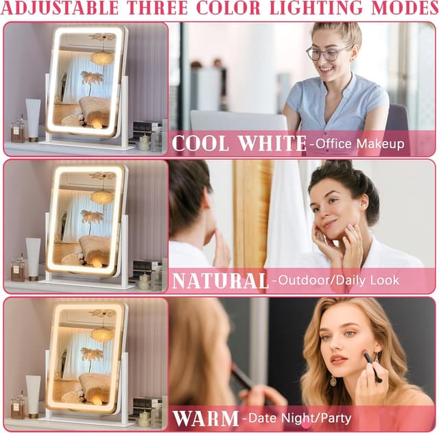 Detalle de ROLOVE Vanity Mirror with Lights 12.6"×15" LED Makeup Mirror