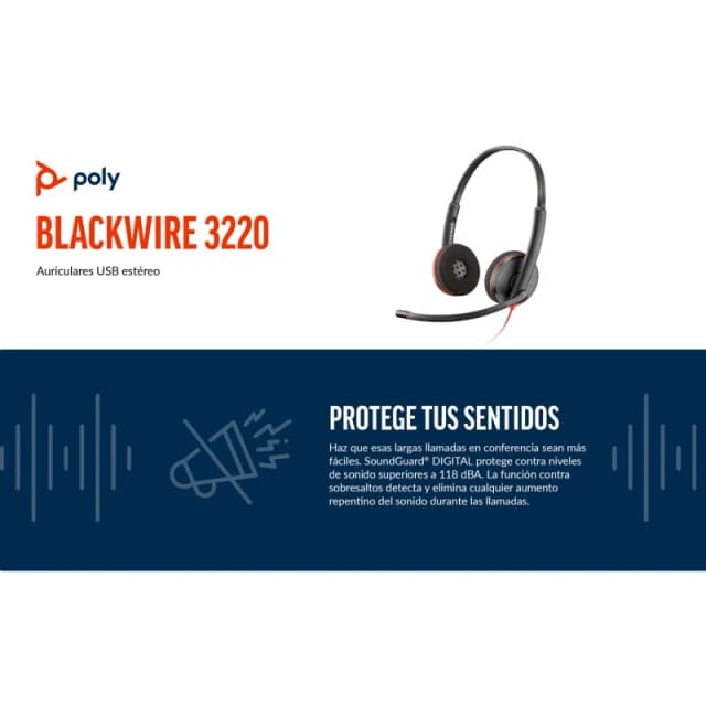Thumbnail 2 de Poly Blackwire 3220 Auriculares estéreo USB-C con adaptador