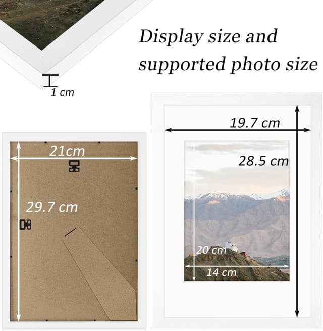 Detalle 2 de RUN HELIX Bilderrahmen A4 Weiß (21×29,7 cm) mit bruchsicherem Acrylglas und Passepartout