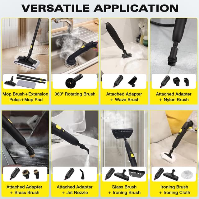 Detalle de TVD Steam Cleaner (TVD Steam Cleaner/Steamer) with 26 Accessories and Extra-Long 5M Power Cord