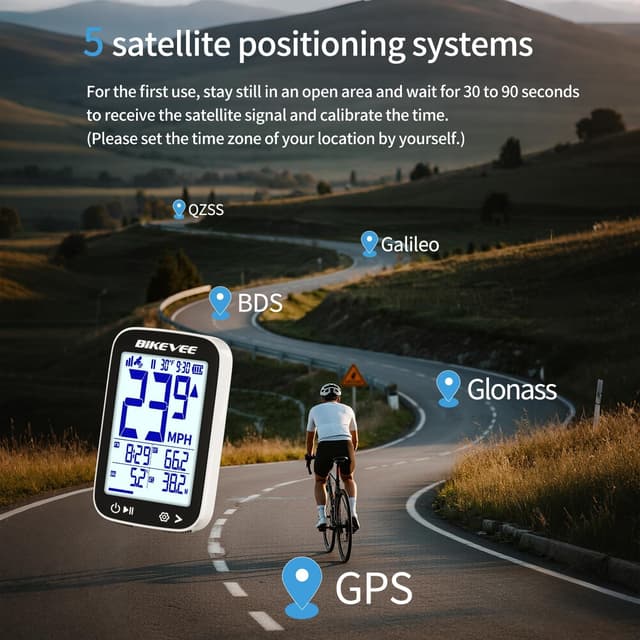 Detalle 2 de Bikevee GPS Fahrradcomputer kabellos mit 2,4-Zoll FSTN Display, IPX7 und bis zu 28 h Akkulaufzeit
