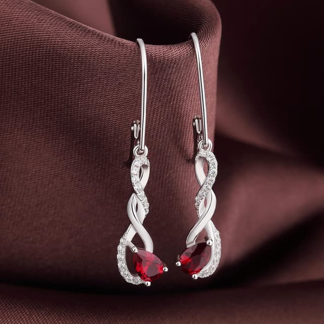 Detalle 2 de Jiamiaoi Infinity-Ohrhänger aus 925 Sterling Silber, 18K Weißgold-plattiert mit Zirkonia – in Silber