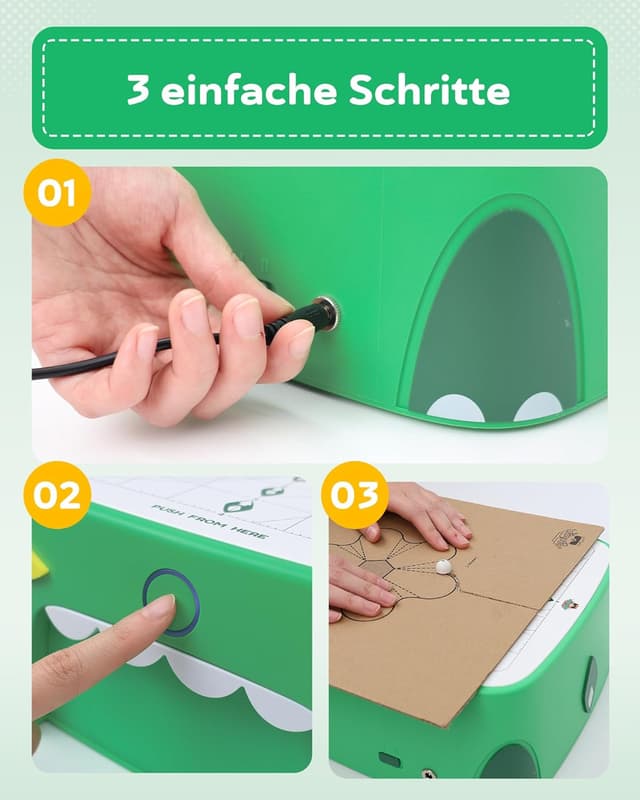 Detalle de BEAVERBOT Kartonschneider Kinder-Spielzeug ab 3 Jahren (Grün) – sicheres DIY aus Karton