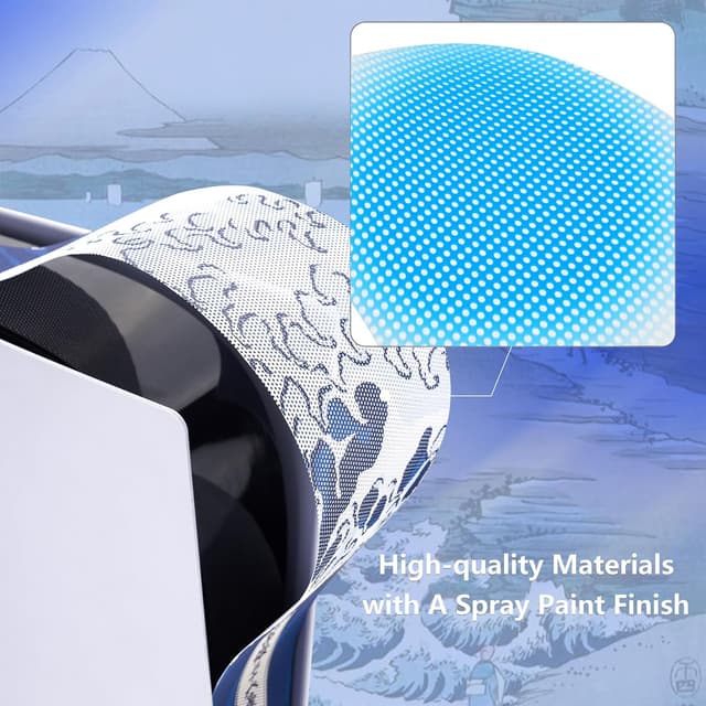 Detalle de playvital Dust Filter and Port Plug Set for PS5 Disc & Digital Console (Great Wave Off Kanagawa) – anti-dust kit