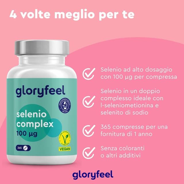 Detalle de Integratore Selenio 365 Compresse Vegan 100 µg – supporto tiroide e difese immunitarie