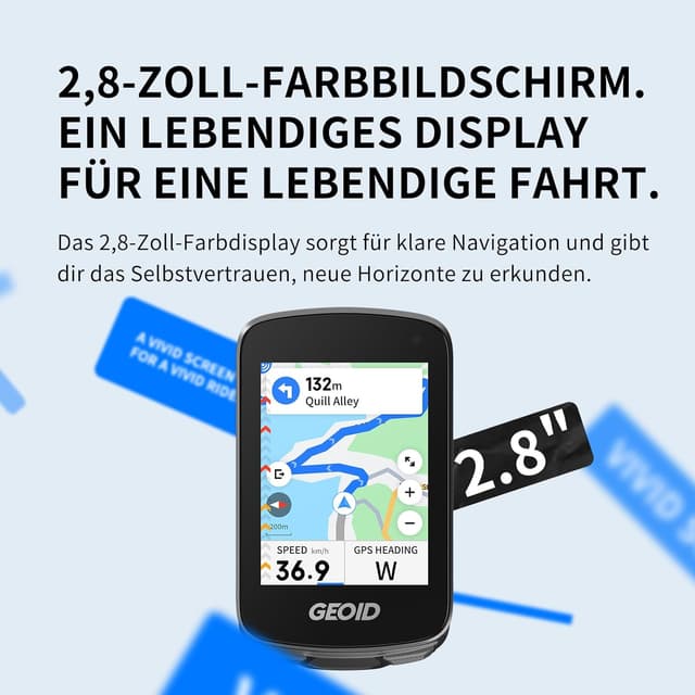 Detalle 2 de GEOID CC700 Pro GPS-Fahrradcomputer mit 2,8-Zoll Touchscreen, Karten-Navigation und ANT+ & Bluetooth