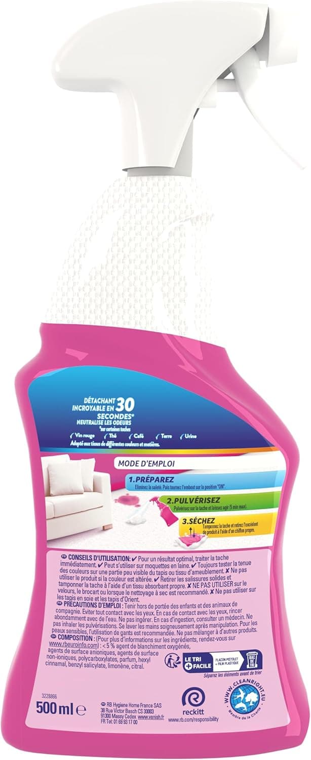 Detalle 2 de Vanish Pistolet Détachant à sec pour tapis et tissus d’ameublement – 500 ml