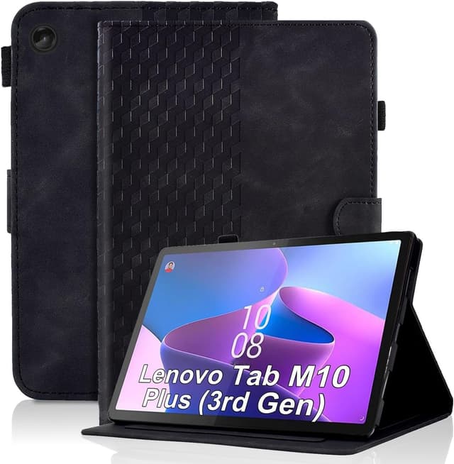 Detalle de Vkooer Leather Folio Case for Lenovo Tab M10 Plus 3rd Gen (10.6-inch) TB125FU/TB128FU with Auto Sleep/Wake & Multi-angle Stand, Black