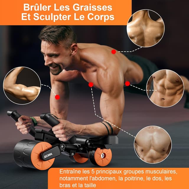 Detalle 2 de Bnlei Roue Abdominale à Rebond Automatique et Roues Abdominaux