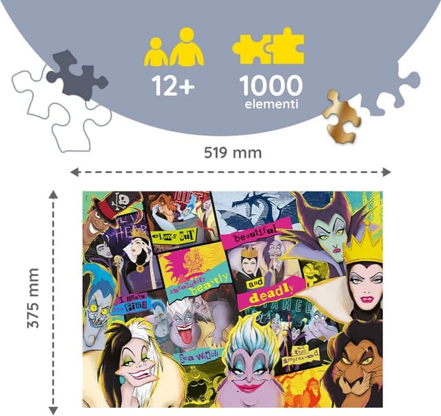 Detalle de Trefl puzzle di legno Disney Villains 1000 pezzi