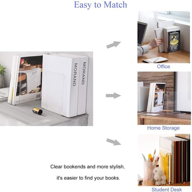Thumbnail 6 de MerryNine Plastic Acrylic Bookends 3 Pair organiser