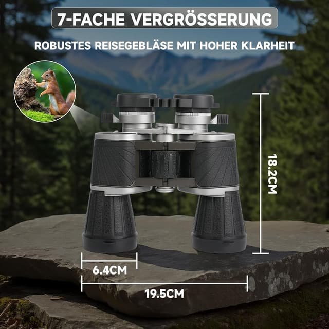 Detalle de BOSTRON 7x50 Fernglas für Erwachsene – kompakte Porro-Prismen, Dioptrienausgleich