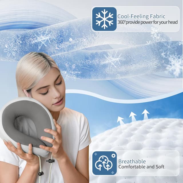 Detalle de Naturehike coussin de voyage en mousse à mémoire de forme pour nuque (adulte) avec housse lavable et sac