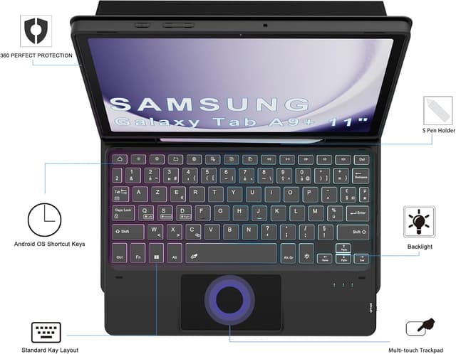 Thumbnail 2 de VANKEYPAD Étui clavier 11" Galaxy Tab A9+
