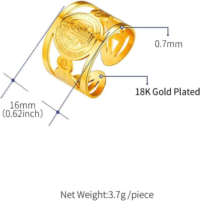 Thumbnail 5 de FaithHeart Anello Aperto in Acciaio Inox Tema cattolico
