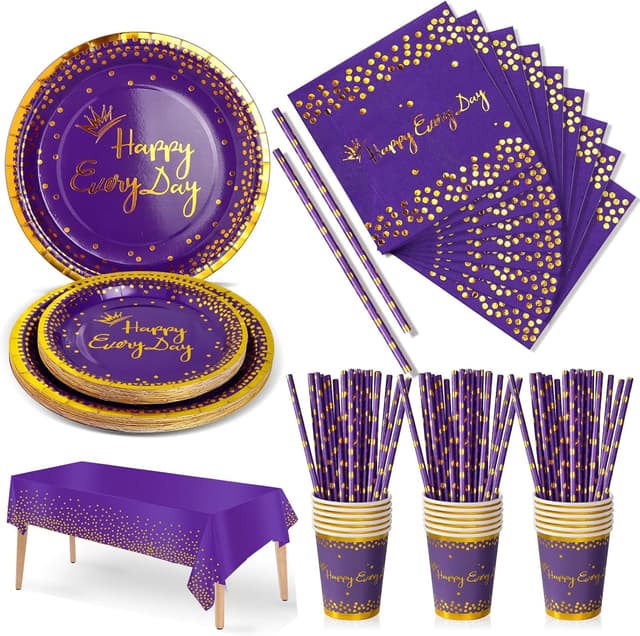 Thumbnail 6 de Nkaiso Party Tableware 126-piece set in navy blue and gold paper (for up to 25 guests)
