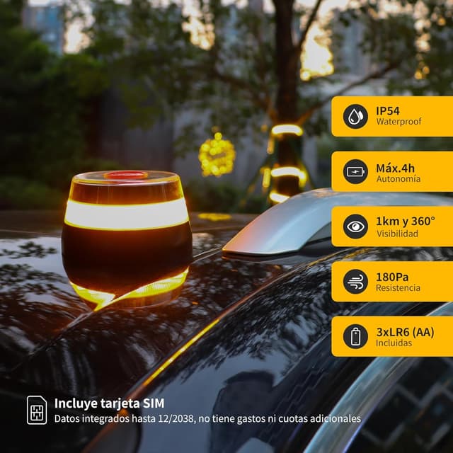 Detalle 2 de Aourow V16 Connectado Luz Emergencia Coche 12 Años