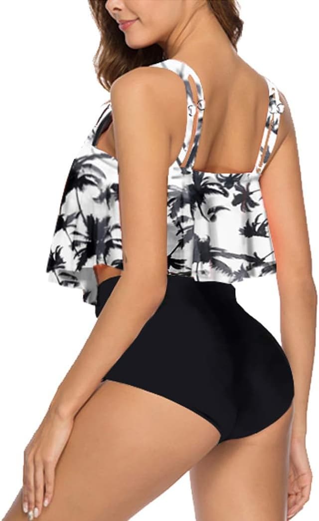 Detalle de Maillot de bain femme Aidotop 2 pièces vintage à volants, taille haute floral