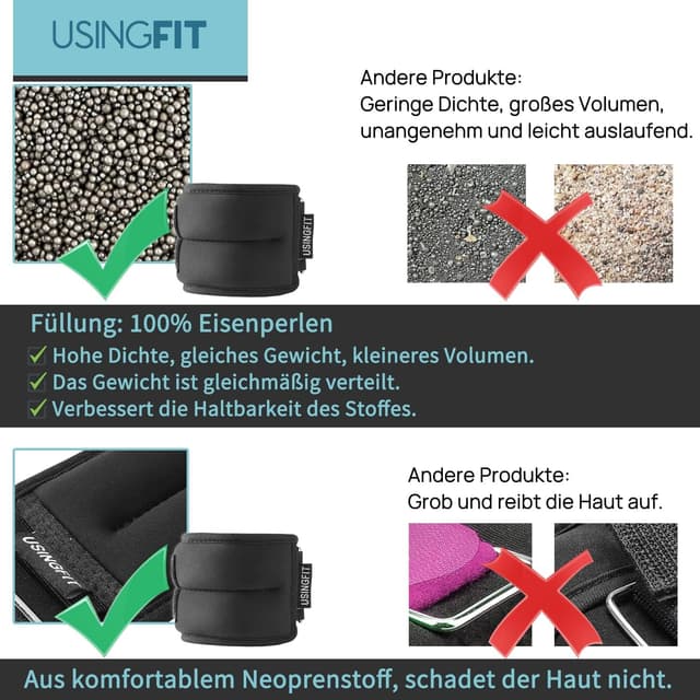 Thumbnail 3 de USINGFIT Gewichtsmanschetten 2 kg Set 🏋