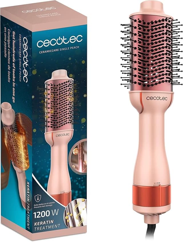 Detalle de Cecotec CeramicCare Single Peach 1200W cepillo voluminizador