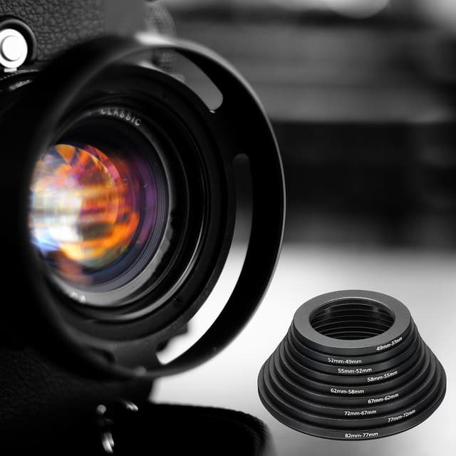 Detalle 2 de PATIKIL 72mm-62mm Metal Step Down Ring (2 Pack) with Cleaning Cloth, Black aluminium alloy filter adapter