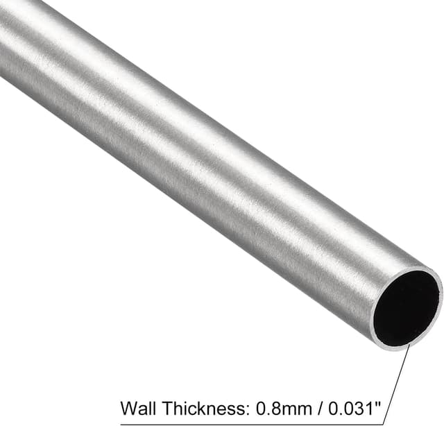 Detalle de Edelstahlrohr 304 von sourcing map, nahtlos und gerade (200 mm Länge, 10 mm Außendurchmesser, 0,8 mm Wandstärke)
