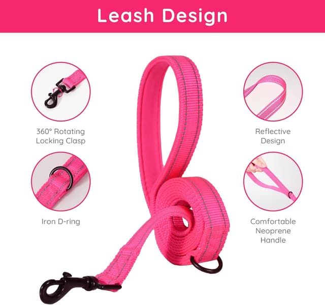 Detalle 2 de Bella & Pal Dog Harness and Leash Set (Step-in Puppy Harness) in Hot Pink, Size M